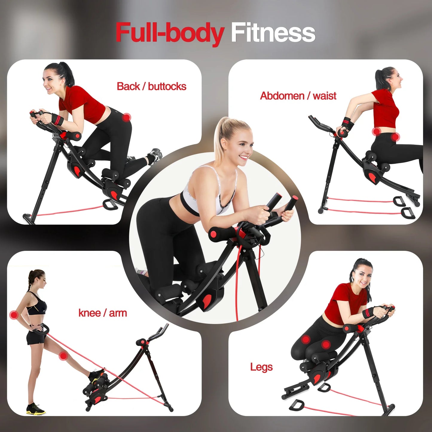 Foldable Ab Workout Machine With Resistance Bands And LCD Display