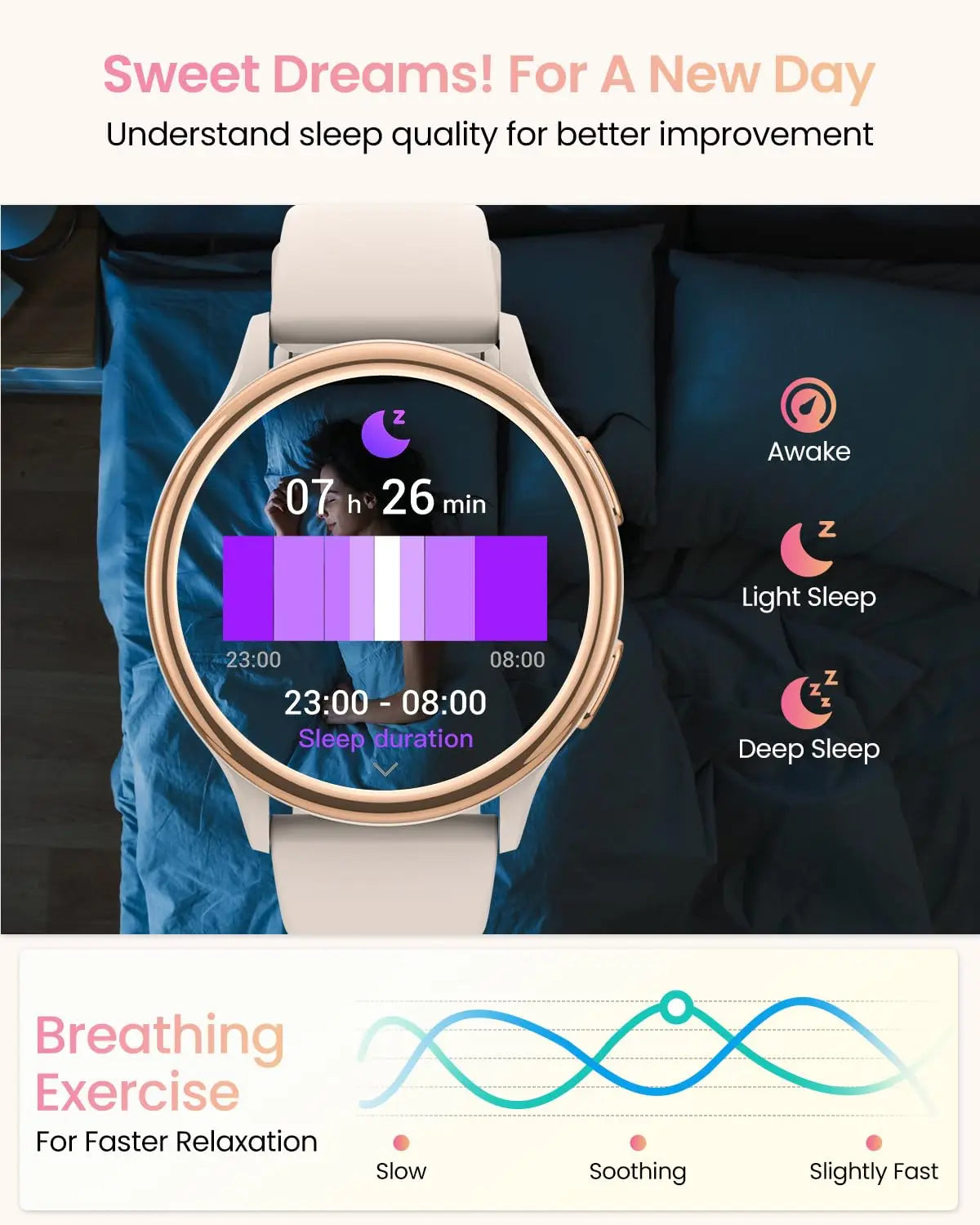 Bran Smartwatch For Women 1.27 Inch Fitness Tracker With Over 400 Watch Faces
