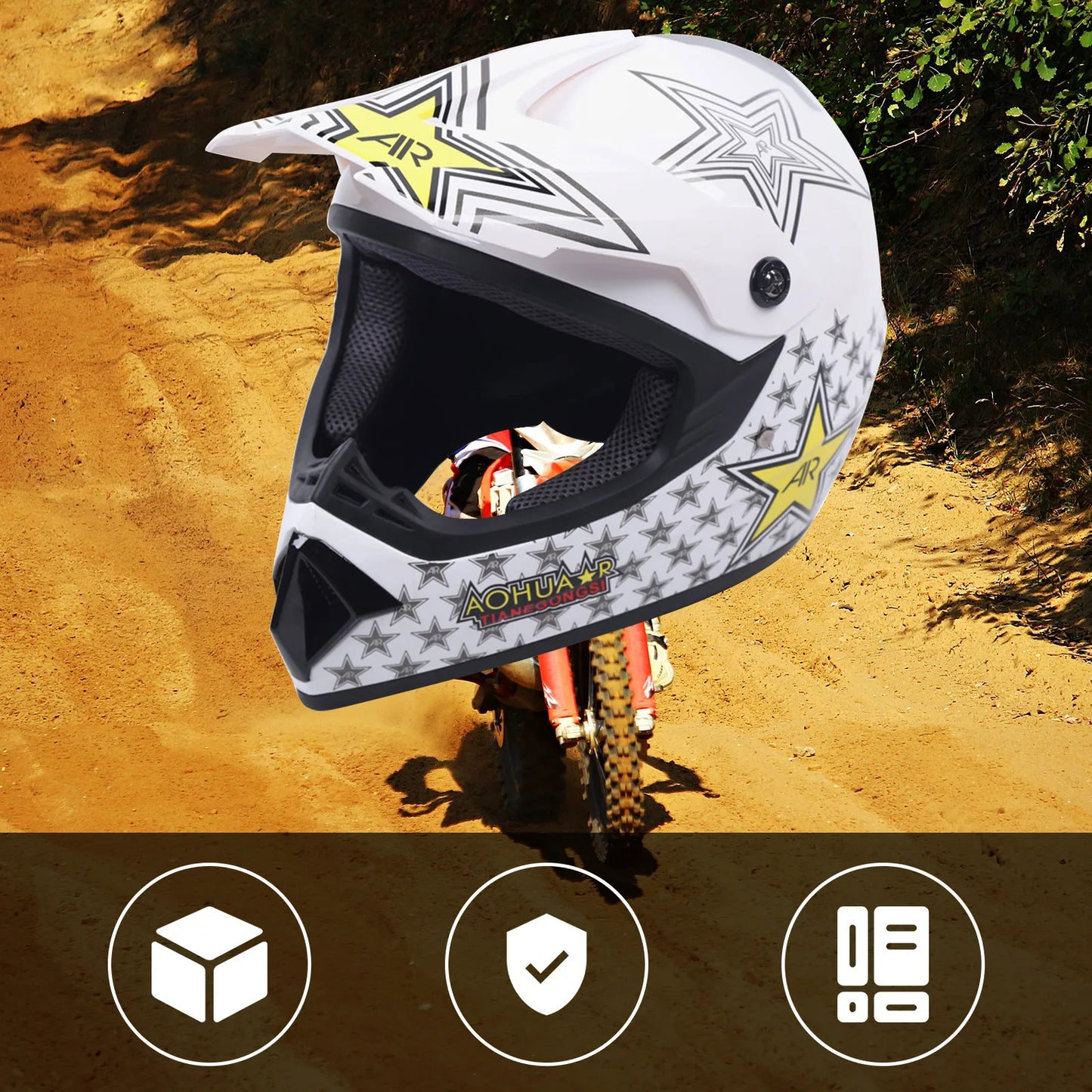 Youth Off Road Dirt Bike Racing Helmet Goggles Gloves Kit