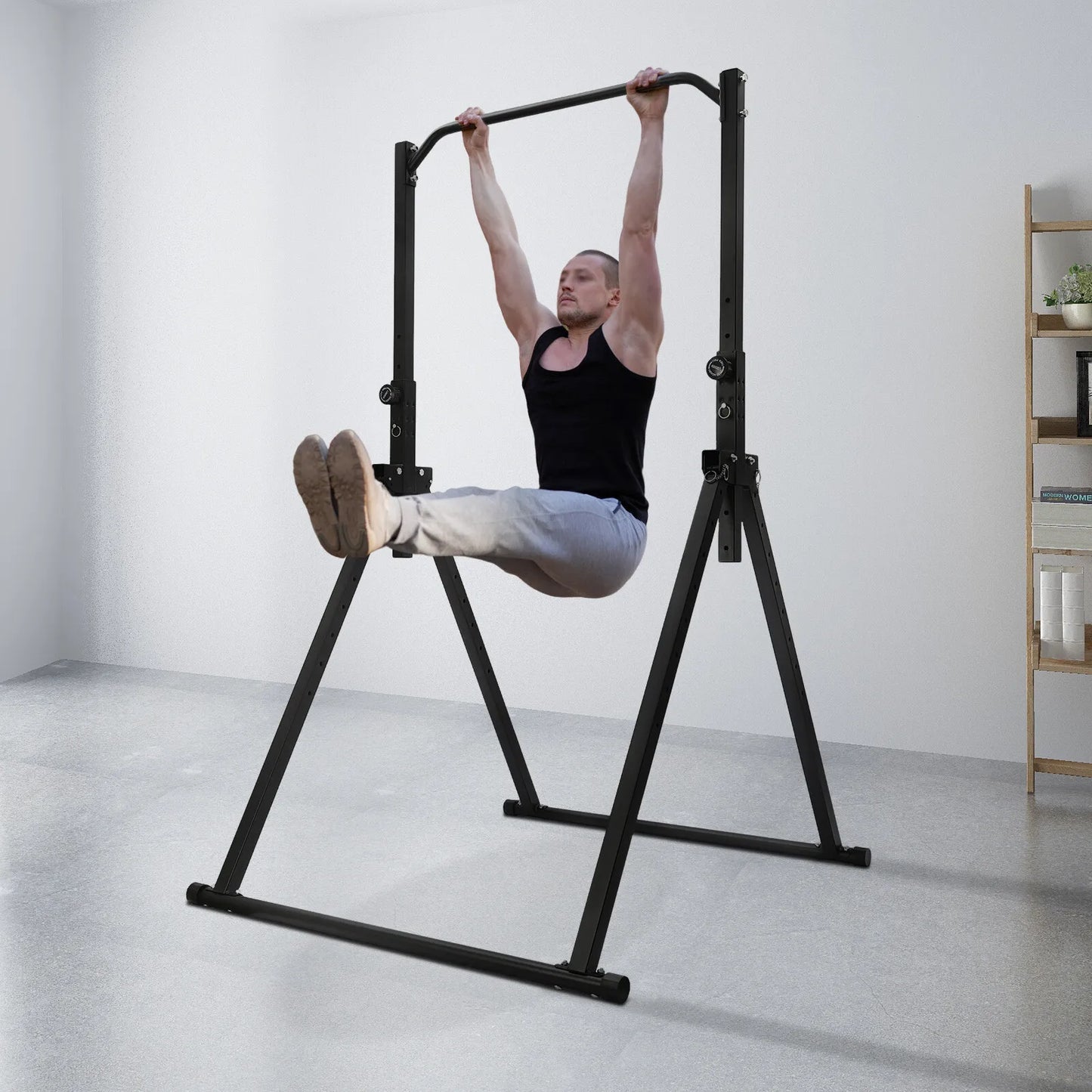 Triangular Pull Up Station Adjustable Height Foldable Home Gym