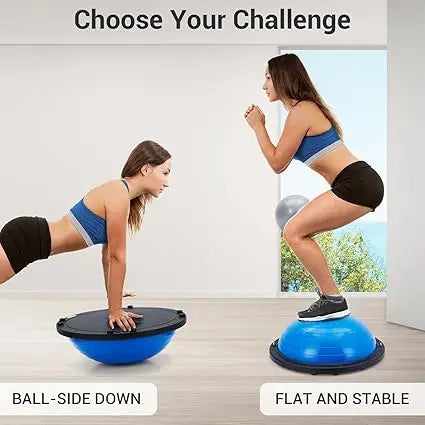 Half Exercise Ball Balance Trainer With Non Slip Base Bands