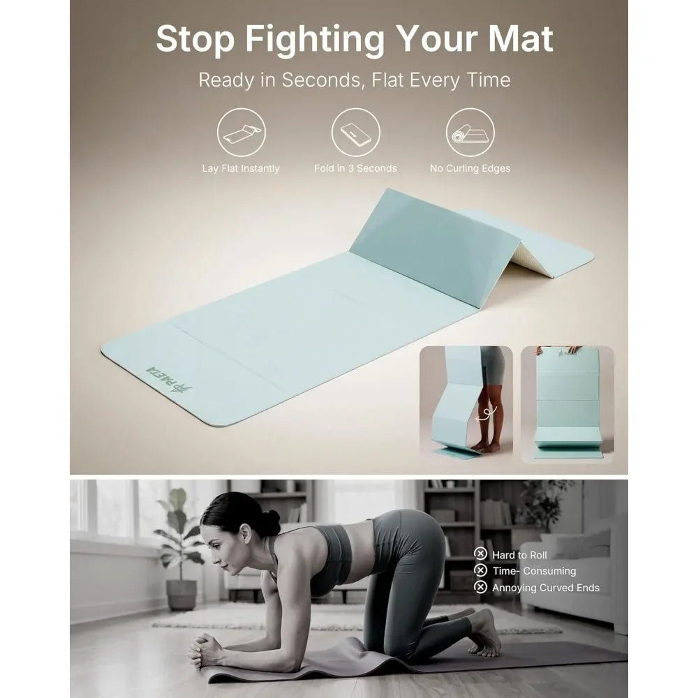 Foldable Non Slip Yoga Pilates Mat For Full Body Workouts