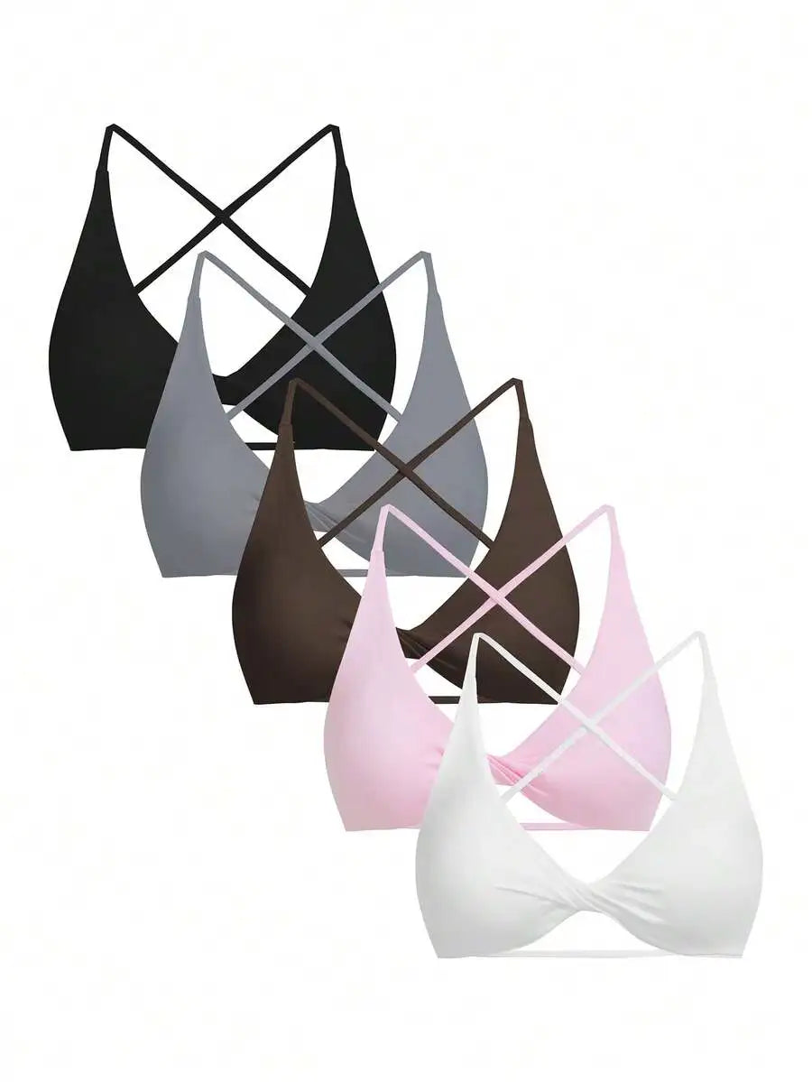 Seamless Yoga Sports Bra Set With Twist Front And Cross Back